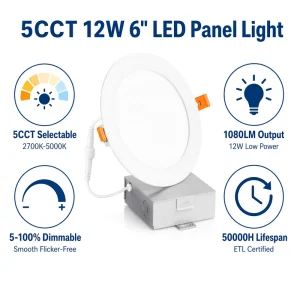 Slim Panel Light Energy Star ETL LED Recessed Downlight Dimmable 5CCT Pot Lights 4 Inch Led