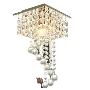 Small Crystal Square shaped Pendant Light Surface Mounted Light Chandelier