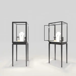 Small Luxury Modern Eco Friendly Tabletop Jewelry Showcase with LED Lighting for Retail Shops Exhibition Booths