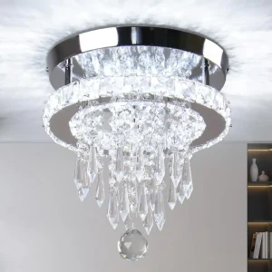Small Modern K9 Crystal Ceiling Light Surface Mounted LED Crystal Ceiling Chandeliers for Hallway Kitchen Living Room