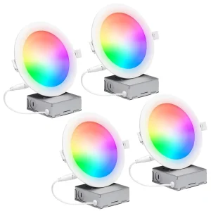 Smart 4 6 Inch LED Recessed Lighting RGB CW Color Changing Dimmable WiFi Control 6 Pack for Home and Commercial Use