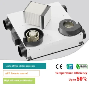 Smart App WiFi Control Hrv Heat Recovery Ventilation 300M3H Airflow Silent Efficient Indoor Quality Purifier Whole Home Unit