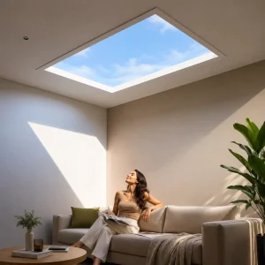Smart Blue Sky Light Ceiling Lamp App Control Biological Rhythm Sun like Artificial Skylight LED Panel for Bathroom Home Office