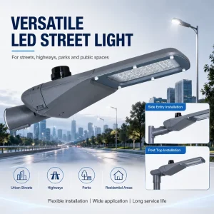 Smart Control LED Street Light IP66 Outdoor Road Lighting Photocell Solar System Optional 3000-6500K Color Temp 5-Year Warranty