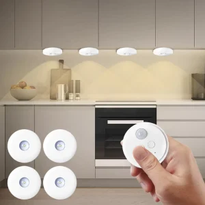 Smart LED Automatic Sensor Night Lamp with Three Color Dimming Battery Powered Remote Control for Under Cabinet Shade Direction