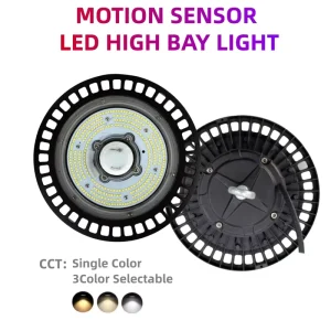 Smart Motion Sensor UFO LED High Bay Lights 100W 200W Remote Control Setting Brightness Timer Warehouse Light with CE SAA ETL