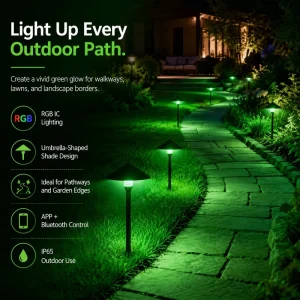 Smart RGBIC Outdoor Pathway Light WiFi APP Control IP65 Waterproof LED Garden Lamp for Landscape Decoration