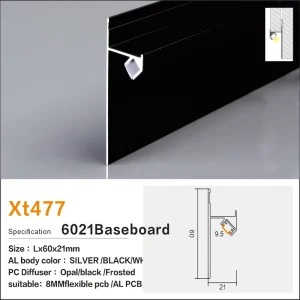 Smart Sensor LED Baseboard Light Extrusion Motion Activated RGB Light Strip Aluminum Profile for Hotel Hallway