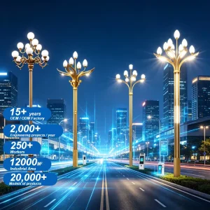 Smart Street Light Pole LED AC Powered IP65 Waterproof Magnolia Flower Decor Garden Landscape Lighting Kyrgyzstan