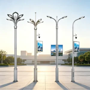 Smart Street Light Pole with LED AC 5G WiFi EV Charger CCTV Camera IoT Control IP65 Hot Dip Galvanized Steel