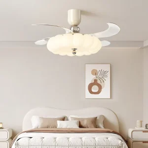 Smart invisible Led ceiling fan light Dimming 6speed wind speaker Luxury 110V 220V DC Kitchen Living room Bedroom