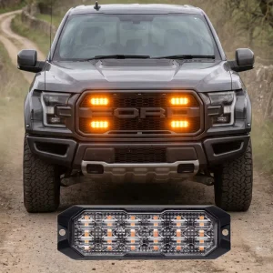 Smoked Lens 12 LED Surface Mount Light Head ECE R65 XA2 SAE J595 Truck Emergency Warning Grill Flasher Single Dual Color 12V 24V