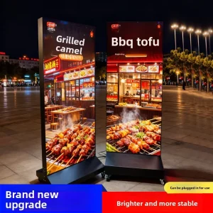 Soft Film Cabu Double sided Light Box Advertising Display Signboard Stall Outdoor Vertical LED Lighted Floor standing Movable