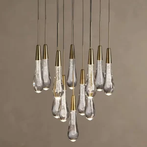 Sol Crystal LED Water Drop Chandelier Interior Decoration Pendant Lights for Bedroom Dining Room Bar Stair Hanging Lamps