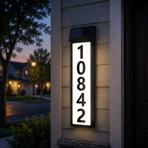 Solar Address Sign LED Backlit House Number Plate Outdoor Waterproof Wall Mounted Street Door Mailbox Light OEM