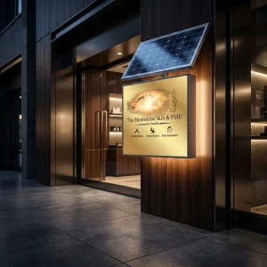 Solar Advertising Light Box IP65 Waterproof Aluminum Acrylic UV Film Outdoor LED Sign 350Wh Custom Logo