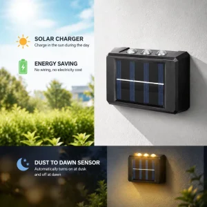 Solar Charge Wall Lights Outdoor Waterproof Solar Lamp Garden Home Porch Dusk to Dawn Sensor Camping Light