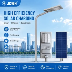 Solar DC LED Street Light IP66 Lifepo4 Battery Aluminum 5-Year Warranty Road Garden Wall Mount Multi-Color