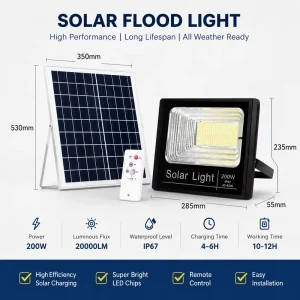 Solar Energy LED Flood Light High Luminous Efficacy Energy Saving LED Bulbs for Outdoor Commercial Plaza Pedestrian Lighting