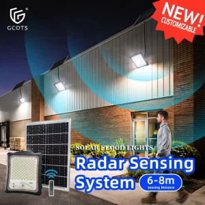 Solar Flood Light with Motion Sensor 6-8m Detection Range Smart Brightness Control for Courtyards Gardens Farms Parking Lots
