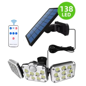 Solar Flood Lights IP65 LED Dual Motion Sensor Security Lights Outdoor Adjustable Rechargeable Light Garden Lights