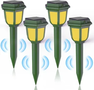 Solar Garden Lights Gopher Repellent Ultrasonic Solar Powered Snake Deterrent Spike Pest Control Stake for Outdoor Backyard Farm