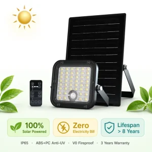 Solar LED Flood Light 10W 150lm/W with 120°*60° Beam Angle for Garden Parking Lot Area Lighting