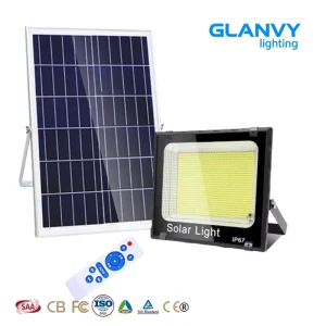 Solar LED Flood Light 300W IP67 Waterproof ABS Glass Housing High Brightness 6000K Daylight Garden Outdoor Lighting