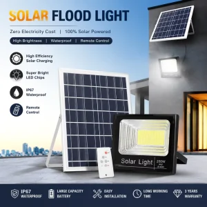Solar LED Flood Light IP66 Waterproof Long Lifespan LED Light Bulb for Outdoor Street Commercial Industrial Lighting
