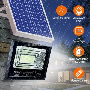 Solar LED Flood Light IP67 Waterproof Commercial Grade Outdoor Lighting for Garden Store Hotel Office Building Exterior Use