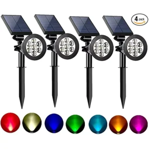 Solar LED Light Spotlights Outdoor IP65 Waterproof Lights Brightness Adjustable for Garden Backyard Driveway Patio Decor