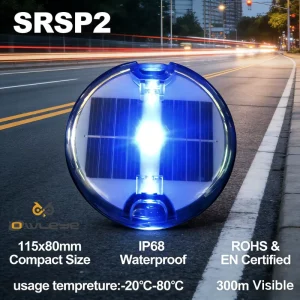 Solar LED Road Stud Low Profile IP68 Waterproof Ground Mount 600m Visibility PC Plastic Material for Decorative Pathway Garden