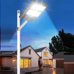 Solar LED Street Light 600W IP67 Waterproof ABS Plastic Outdoor with LiFePO4 Battery Timing & Remote Control 360 Beam Angle