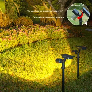 Solar Lawn Spotlight Outdoor High Brightness Large Lens 120 Adjustable Path Light Waterproof Garden Landscape Lighting