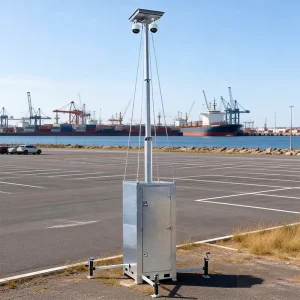 Solar Mobile CCTV Tower Customized Gel Battery 6m Manual Mast CE Certified IP65 Waterproof 1200lbs Hand Winch for Monitoring