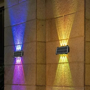 Solar Outdoor Waterproof Black Up Down Lighting Wall Decor Light Wall Lamp