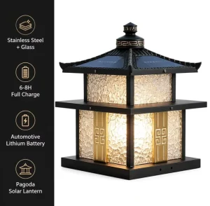 Solar Pillar top Light Suitable for Villa Courtyard Gate Pillar LED Courtyard Post Light Decorative Lights for Main Gate Pillars