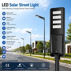Solar Powered LED Street Light 30W-120W Lithium Battery IP65 Outdoor Highway Lighting for Street Road Parking Lot Garden