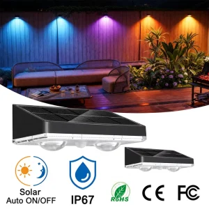 Solar Powered LED Waterproof Fence Lights Outdoor Wall Lamps IP67 Rated Ultra Bright Warm White Glow for Walkways Fences Hedges