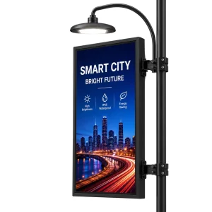 Solar Powered P4 Full Color LED Display HDR10+ IP65 Waterproof 8K Resolution Outdoor Road Street Traffic Light Pole Advertising