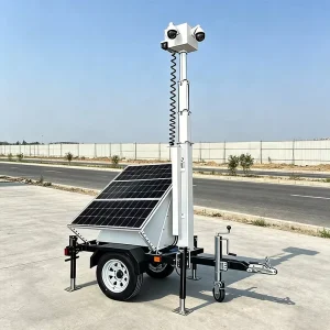 Solar Security Trailer Remote Job Site Security Waterproof Durable with Night Lighting