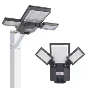 Solar Street Light 500W Three Heads Foldable Adjustable Lamp Head IP65 Wide Luminous Area Outdoor LED Garden Path Lighting