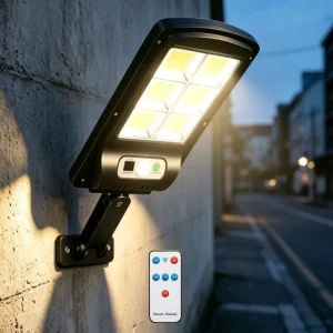 Solar Street Light Outdoor Remote Control Waterproof Security Light for Wall Mount Entryway Driveway Yard Garden