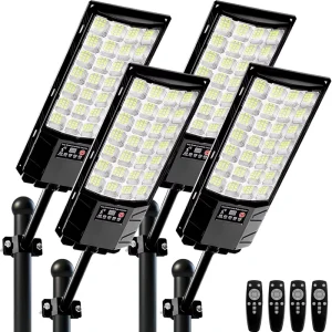 Solar Street Lights Outdoor Light 6000k Security Lamps with Remote Control IP66 Waterproof Solar Powered Parking Lot Lights