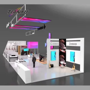 Sophisticated Graphic Wall System Sustainable Exhibit Architecture for High-Traffic Commercial Events