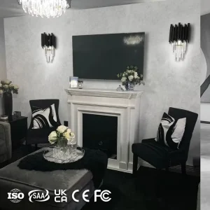 Source Factory Direct Decor Indoor Luxury Black Iron Crystal Wall Lamp Living Room Bedroom LED Lighting Fixture