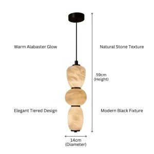 Spanish Alabaster Pendant Lamp Natural Stone Hanging Chandelier for Luxury Hotel Lobby and Designer Master Suite