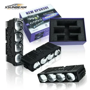 Spotlight 110W Three Color IP67 Waterproof Die Casting Glass Lens Bi Dual Beam Solenoid Shutter 4 Eye Grille Light