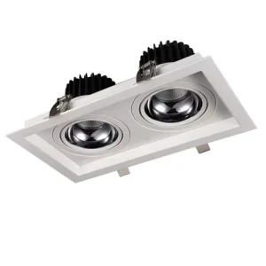 Square 1/2/3 Heads 7W 12W 15W 20W LED COB Adjustable Recessed Embedded Downlight Grille Light for Mall