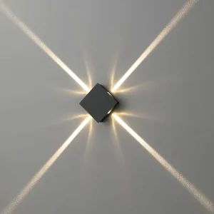 Square 4 Ways Narrow Beam Surface Wall Lamp Modern IP65 LED Outdoor Wall Light